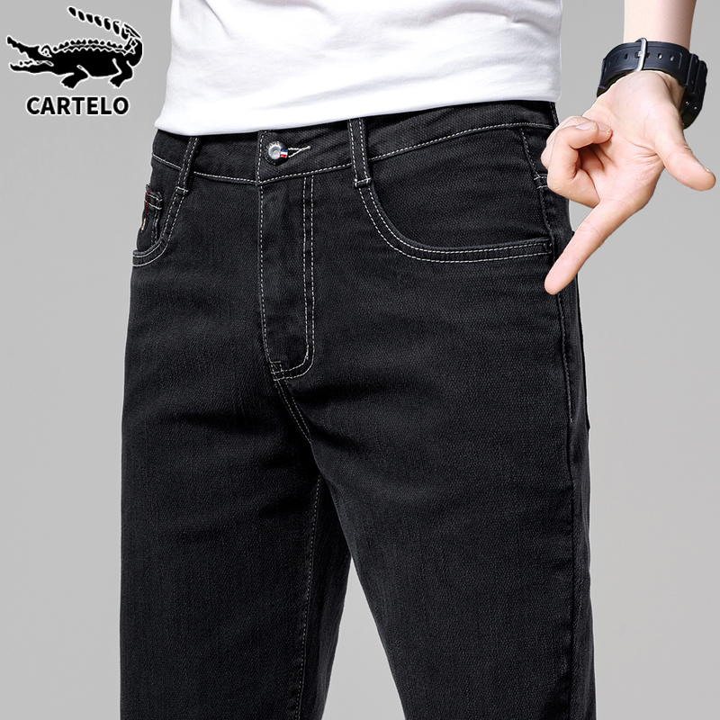 鳄鱼牛仔裤男士直筒宽松秋季弹力2022新款韩版潮流休闲长裤子男裤