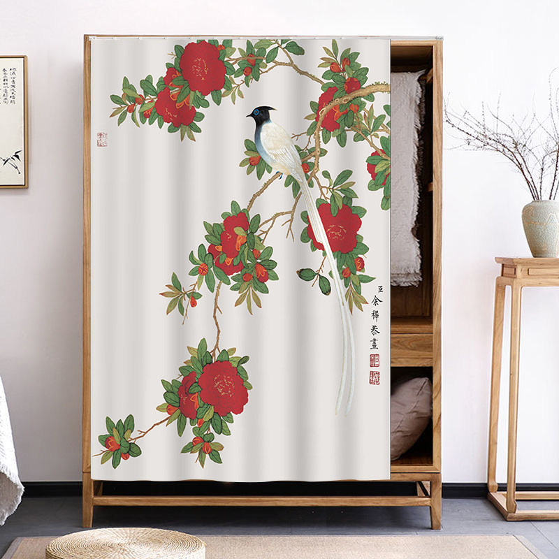 中式花类图案门帘衣柜帘子魔术卧室隔断厨房门帘