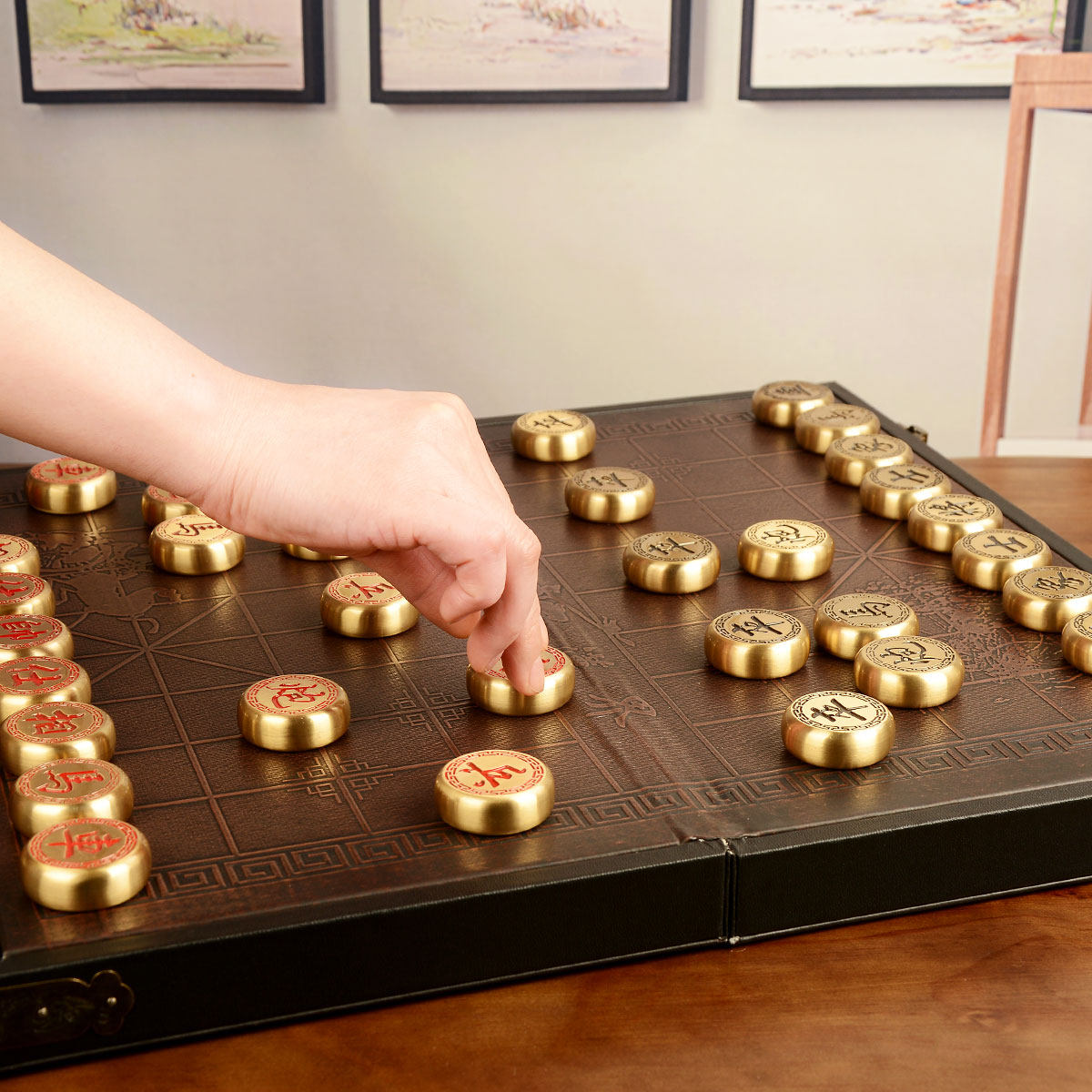 卓弘实心象棋创意家用大号折叠棋盘其他工艺饰品