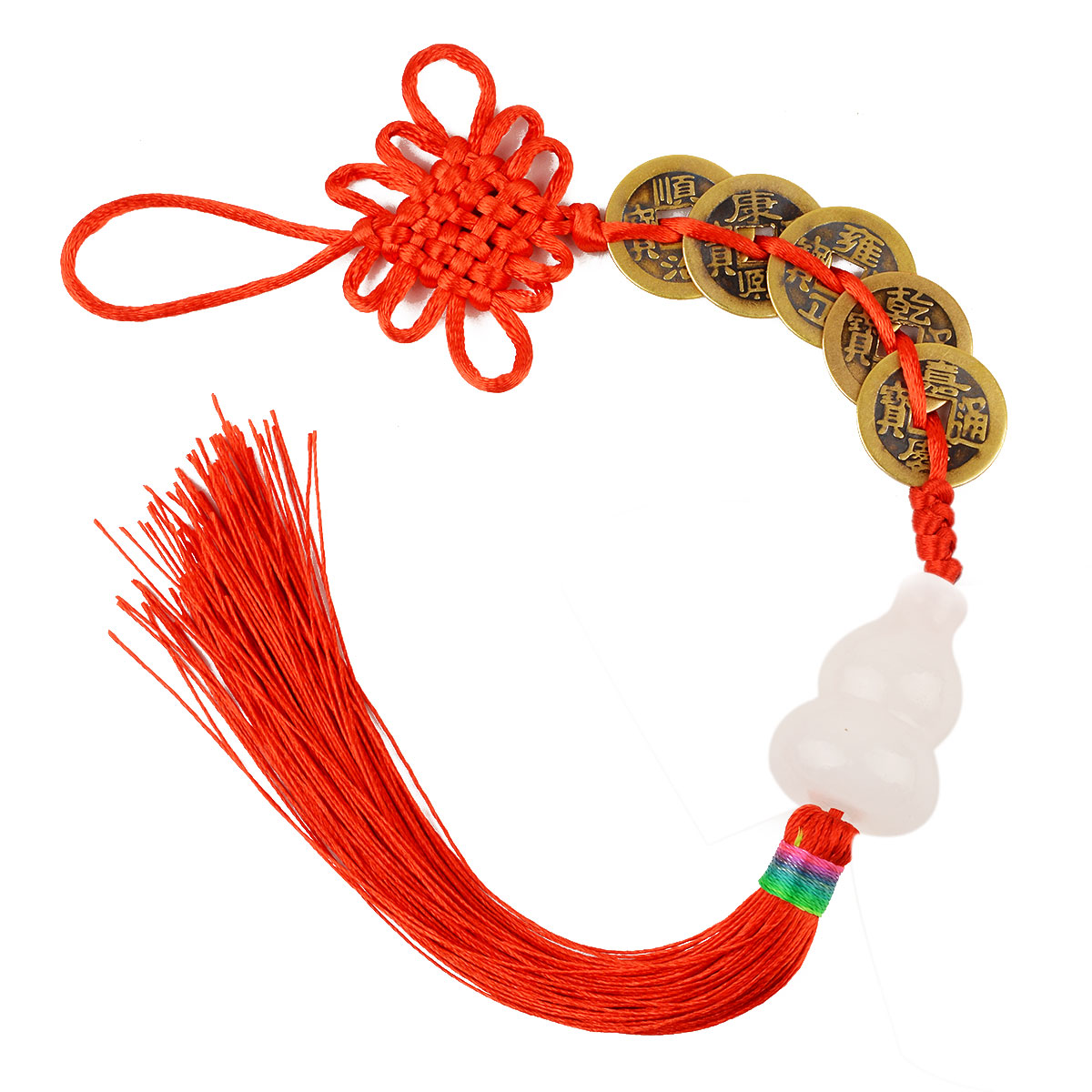 卓弘 五帝钱挂件白玉葫芦五帝钱葫芦铜钱宝葫芦