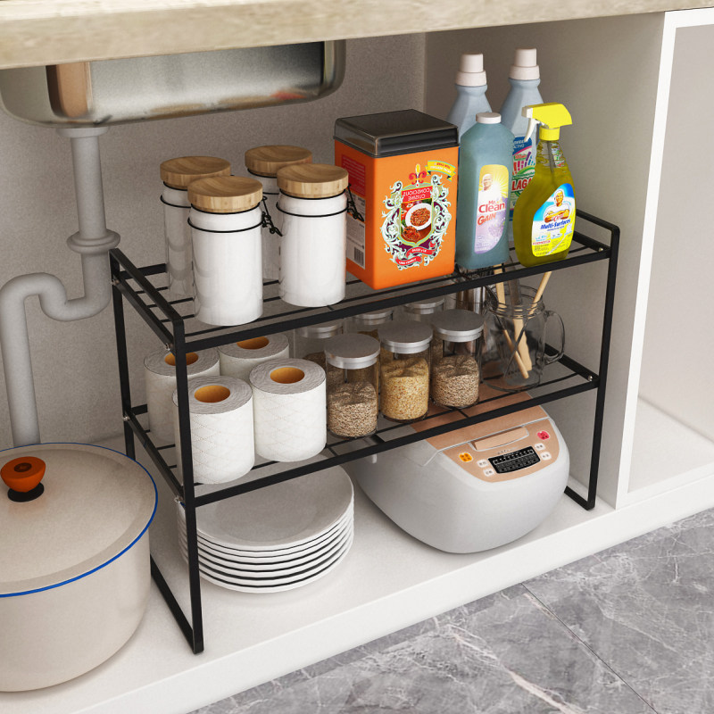 厨房橱柜收纳置物架台面柜子内分分层隔板搁板厨房置物架