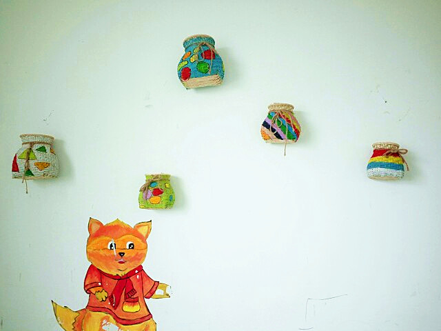 竹篓幼儿园走廊吊饰舞蹈道具装饰绘画创意鱼篓竹编