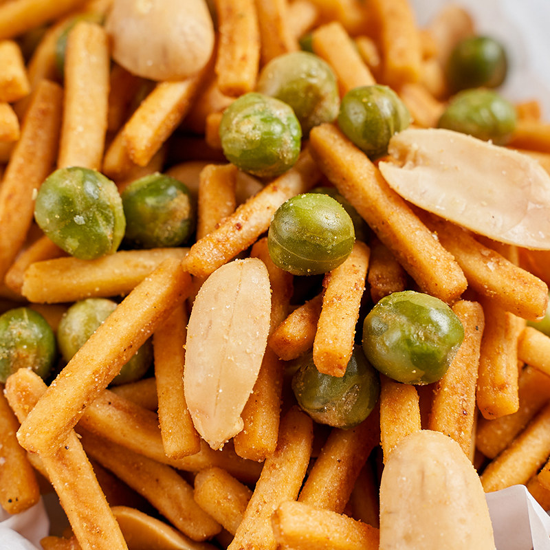 虾条豆果500g精品品大罐装坚果炒货蚕豆膨化膨化食品