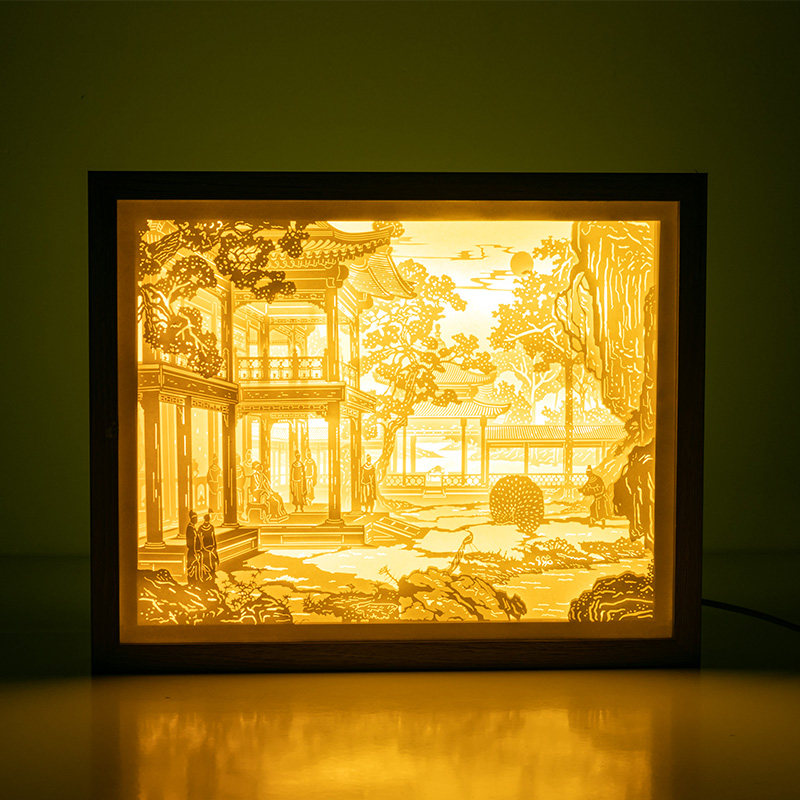 中国国风光影纸雕古风立体创意清明上河图小夜灯摆件装饰台灯