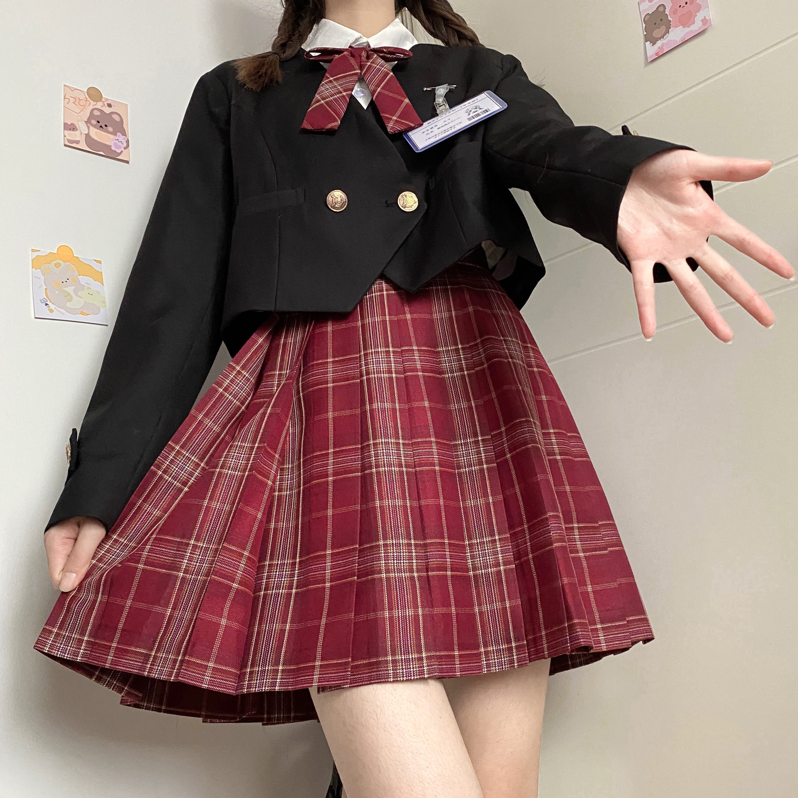 jk格裙正版三年四季羽朱现货原创创红39厘米半身裙