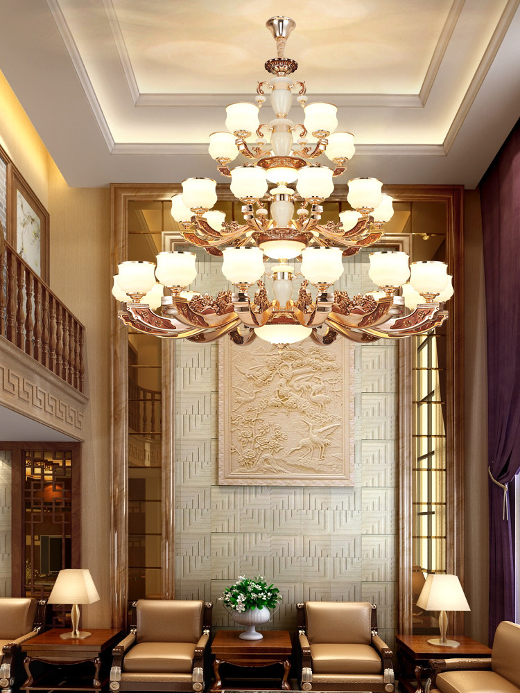 吊灯欧式复式楼别墅客厅防尘中空楼中楼大厅楼梯loft