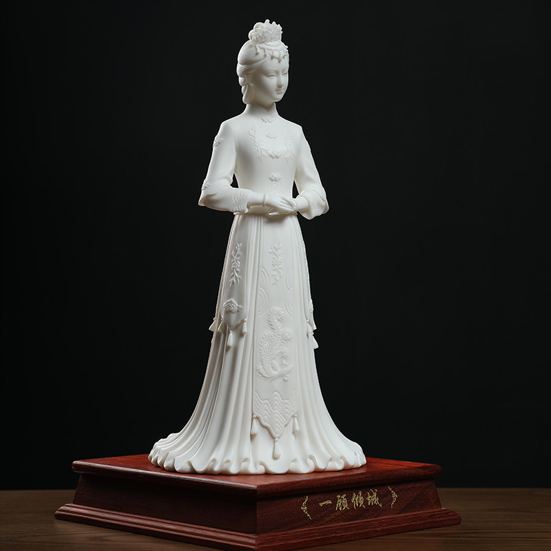 一顾倾城东方泥土摆件中式古典美女仕女雕塑工艺品客厅摆件