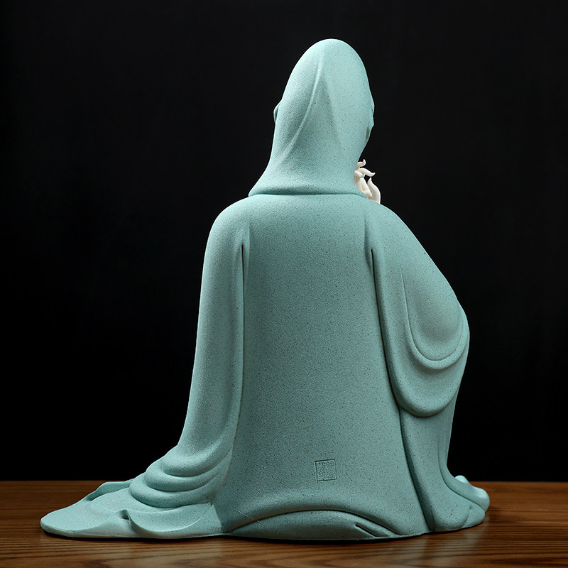 东方泥土东方泥土披坐静思观音陶瓷观世音菩萨佛像摆件