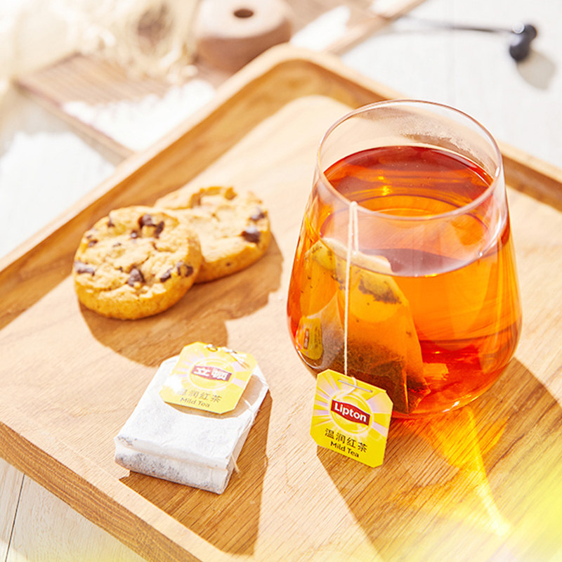 立顿温润红茶茶叶25包50g/盒包办公休闲冲饮袋泡茶包立顿红茶包