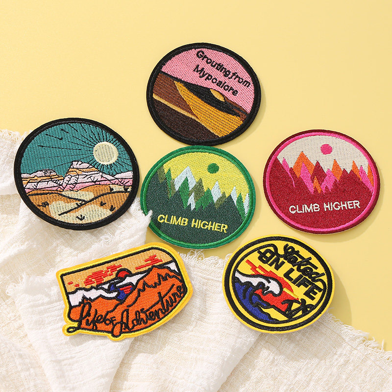 布贴图案修补破洞牛仔裤个性日式风景背胶装饰布贴