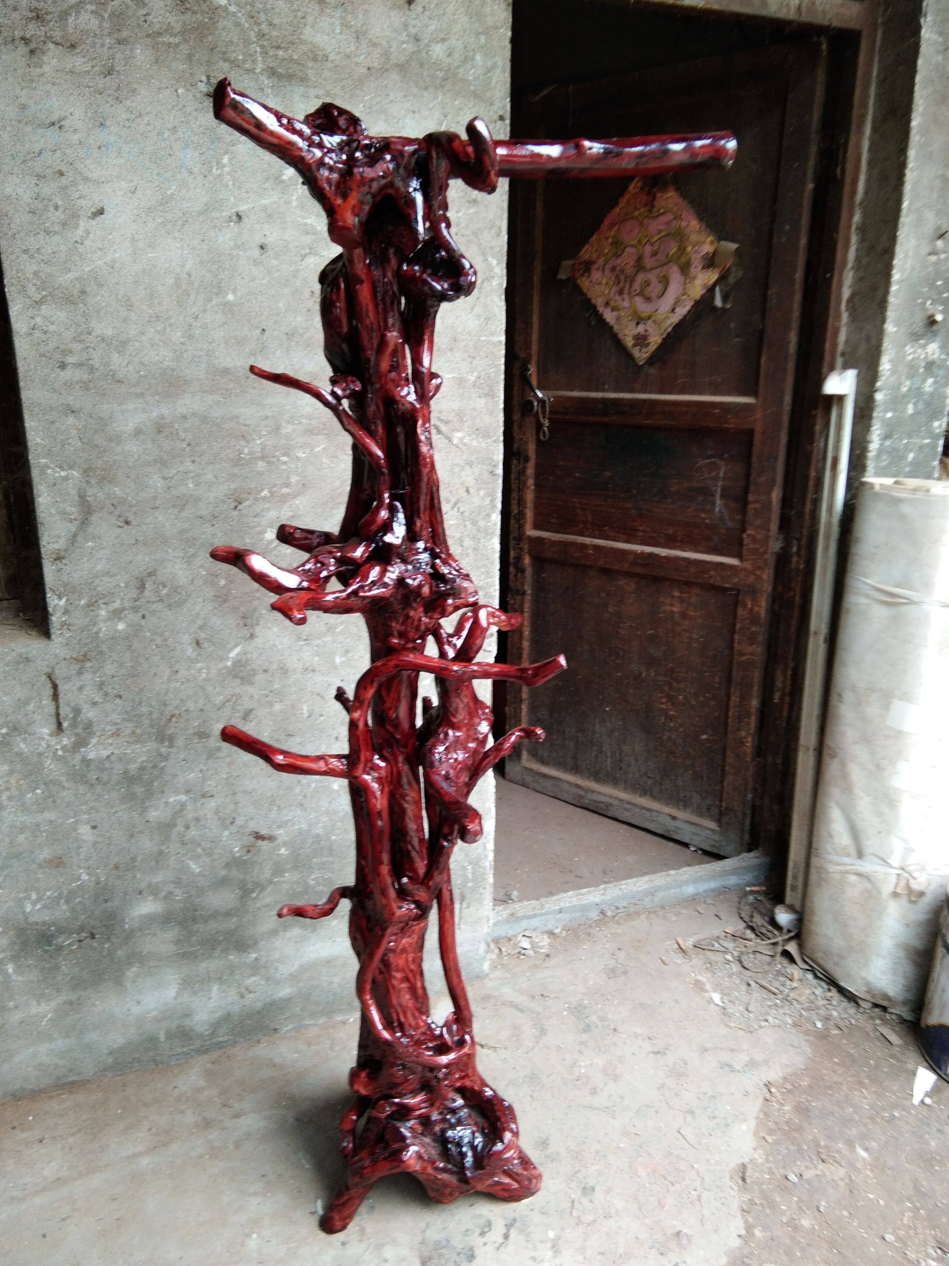 杜鹃根雕孔雀标本鸟架衣架灯架拼接花架家居根雕花架