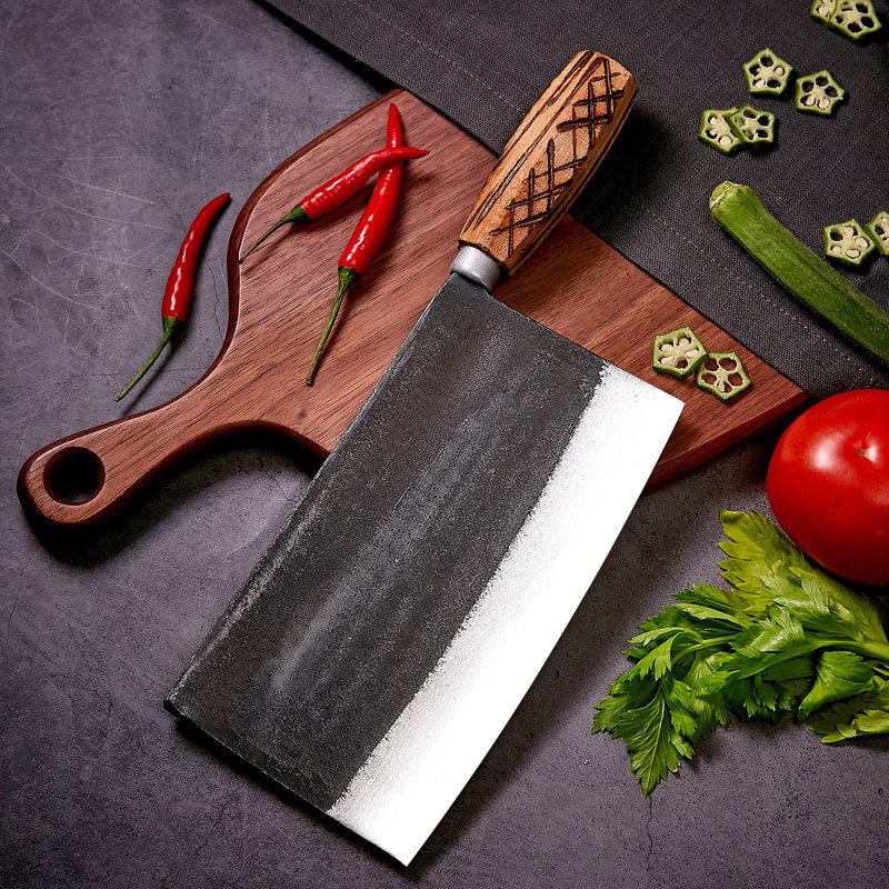 楚家刀手工锻打夹钢菜刀家用老式铁匠切片切肉菜刀
