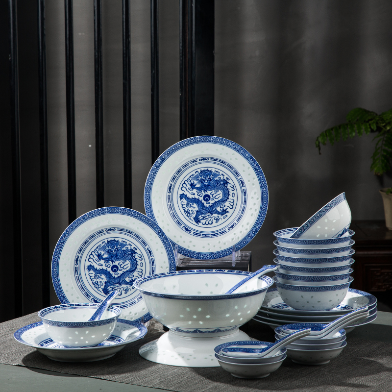 工艺工艺品品质透光青花瓷景德镇陶瓷中式复古青花玲珑碗