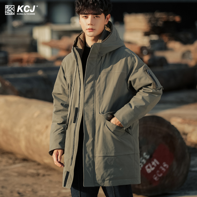 羽绒服男中长款2021年冬季新款潮牌衣服男士工装加厚品牌潮流外套