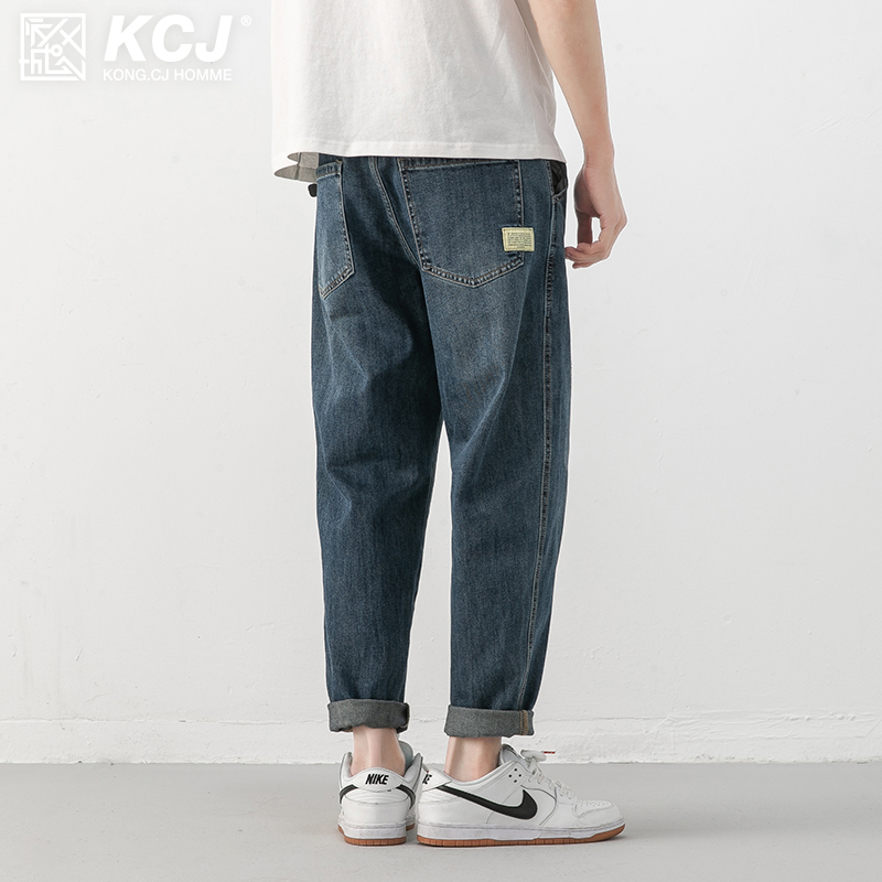 牛仔裤男士夏季薄款2022年宽松直筒休闲九分裤男生潮牌工装长裤子