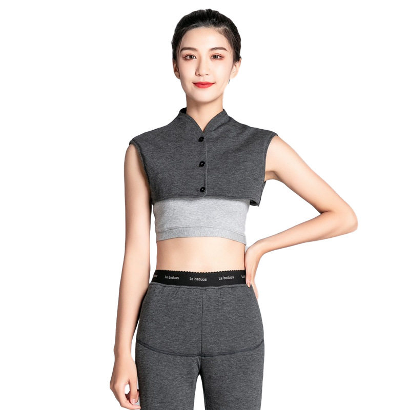 立领艾绒坎肩护肩护颈背心艾草防寒马甲艾灸马夹