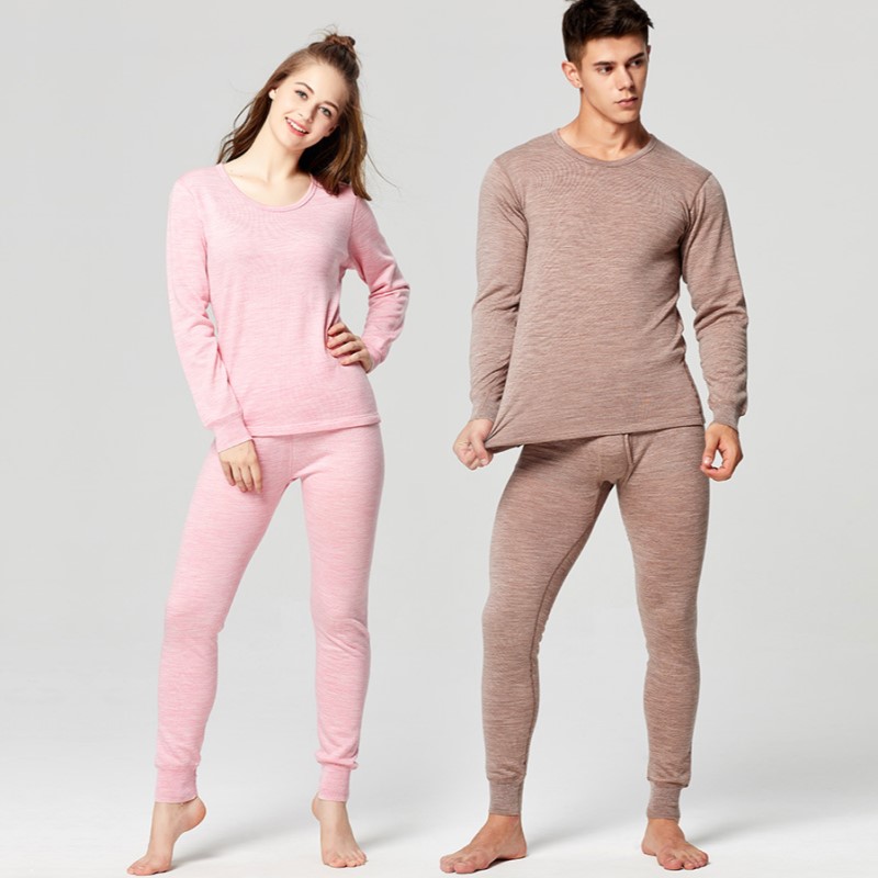 情侣羊绒保暖内衣套装男女全羊羊毛加厚秋衣秋裤保暖套装