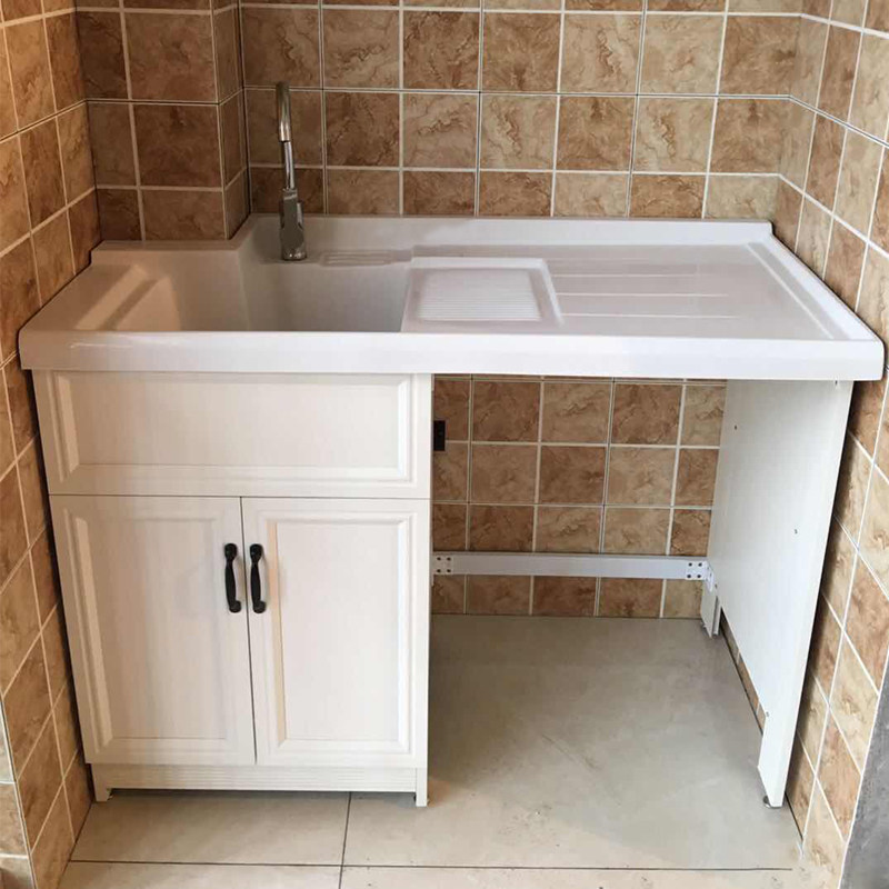 铝合金台面伴侣洗衣机滚筒搓板池带阳台石台面石英浴室柜组合