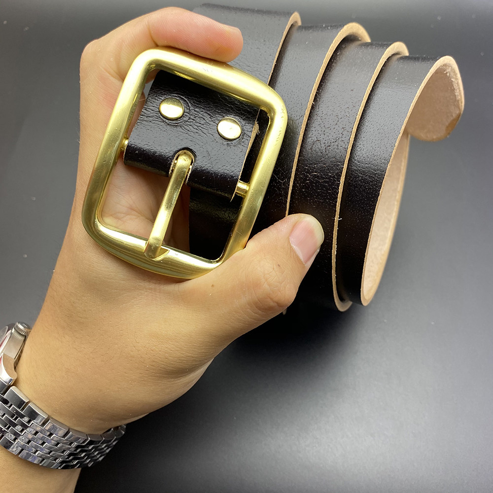 牛皮头层铜头腰带老式电工皮带劳保裤带男头层腰带