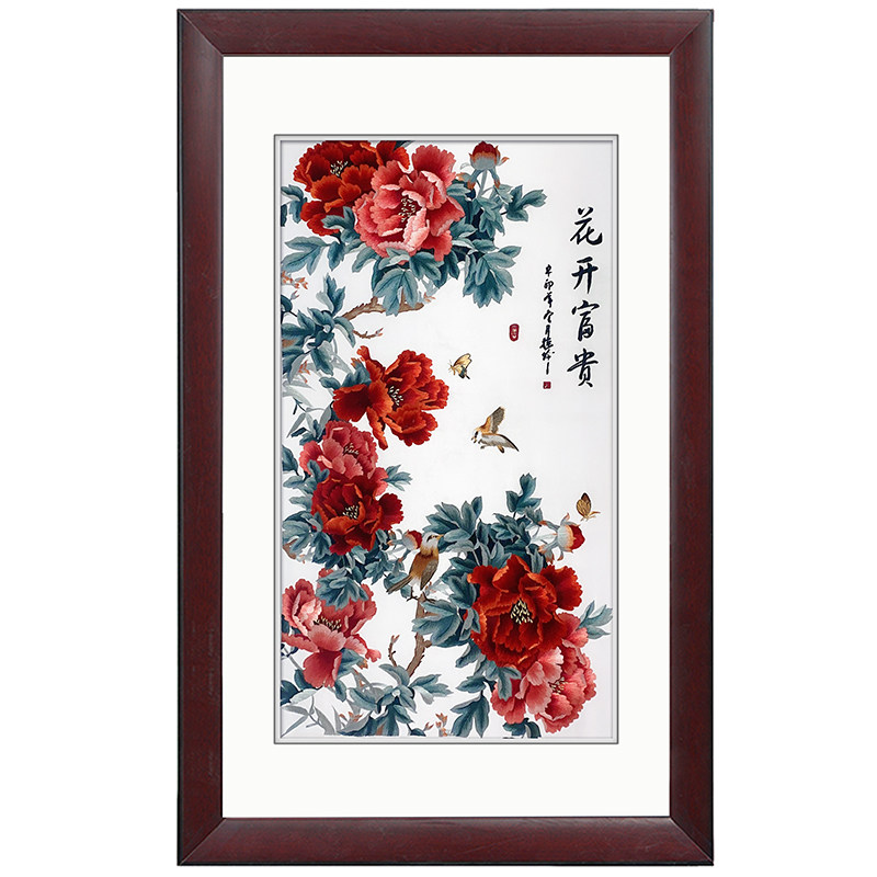 金吴针苏绣成品挂画手工苏州刺绣客厅玄关装饰画苏绣