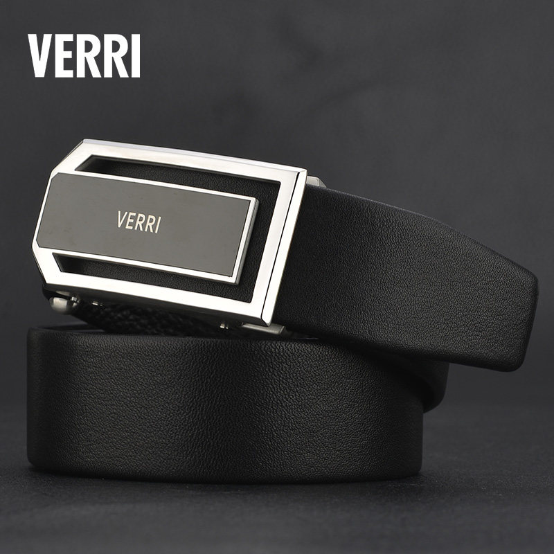 verri皮带男真皮商务休闲不锈钢自动扣 男士腰带欧美镂空时尚裤带