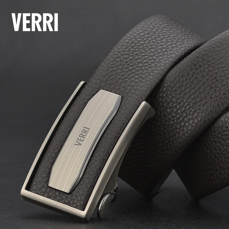 verri皮带真皮自动青年腰带中青年商务休闲韩版腰带
