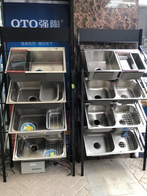 菜盆水槽展示架不锈钢双槽洗菜多功能单槽展架手工商用展示柜