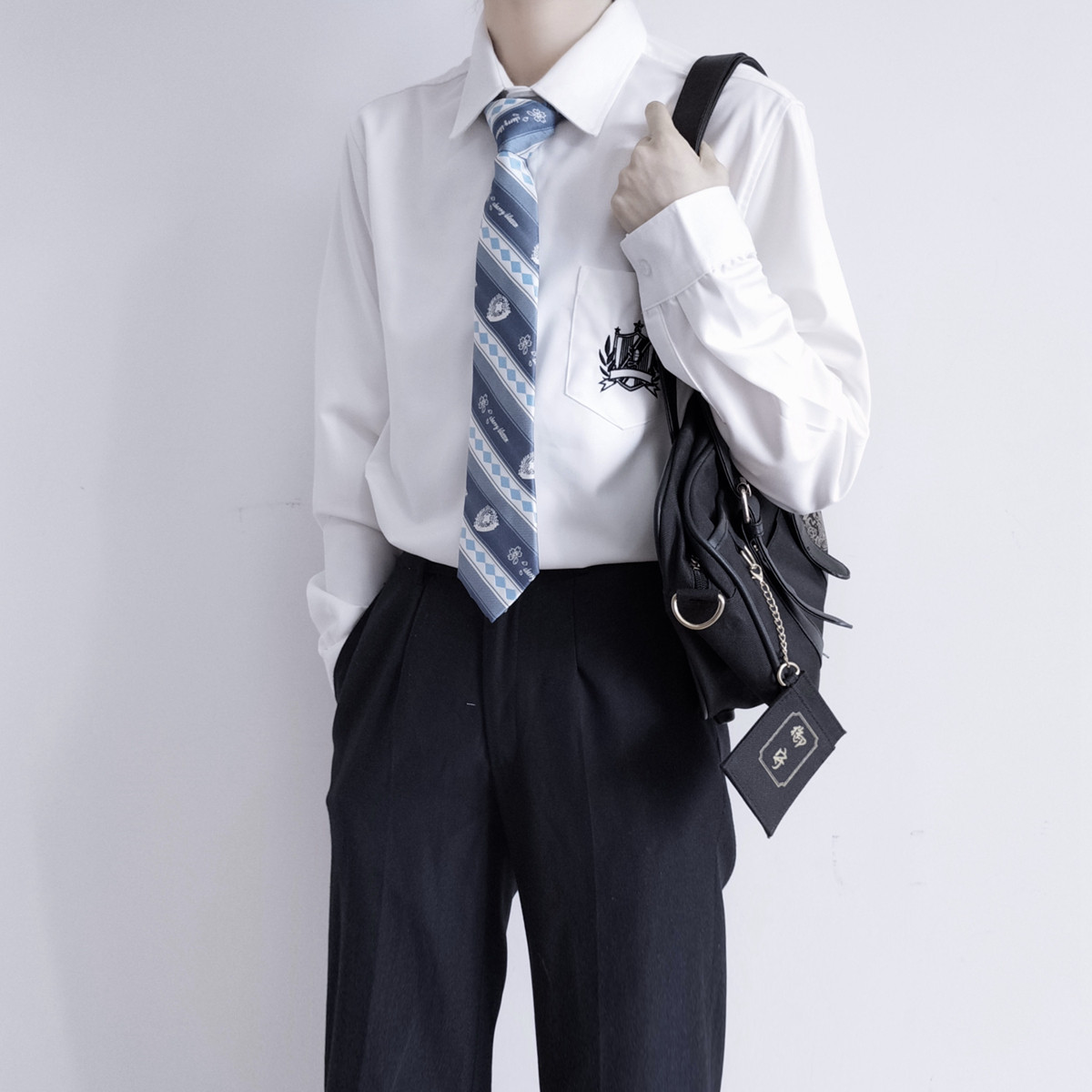 正版秋冬衬衫风白学院长袖刺绣制服刺篇dk衬衫