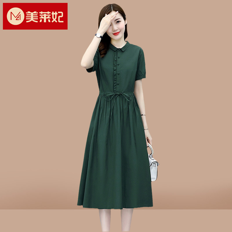高端棉麻连衣裙女夏天薄款2022新款大码宽松妈妈亚麻长裙30岁遮肉