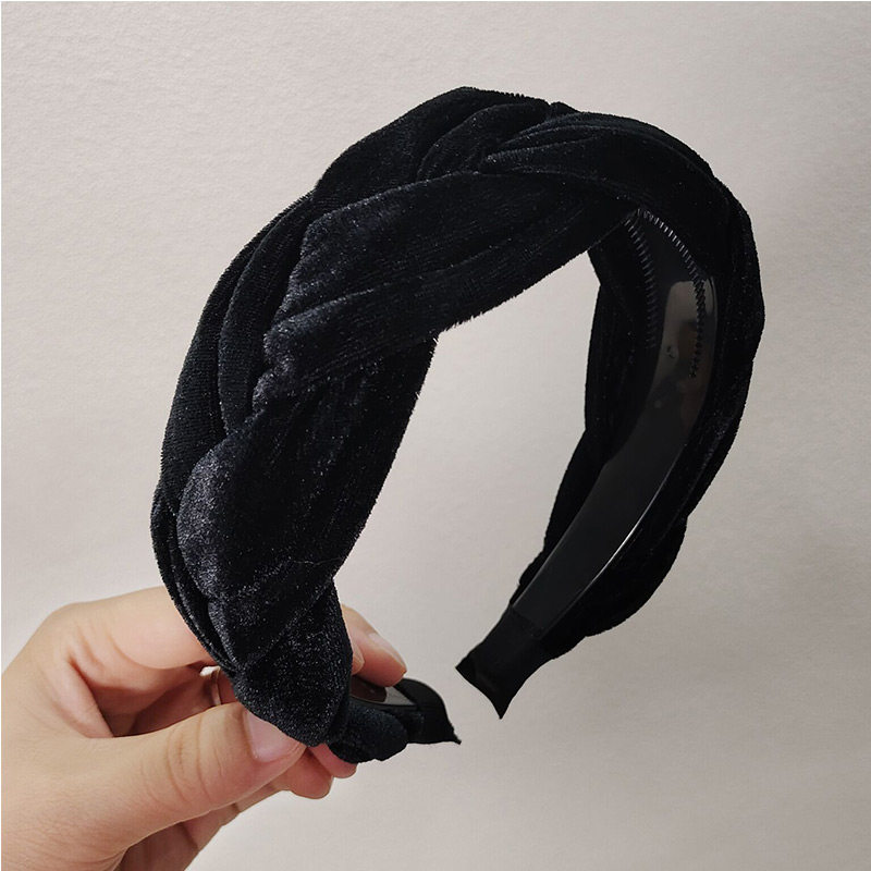 万千惠同款黑色丝绒发箍女款麻花高颅顶头箍发卡发饰