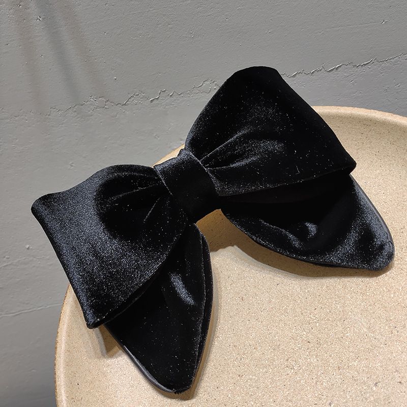 黑色丝绒立体蝴蝶结发夹后脑勺弹簧夹子头饰顶夹发饰