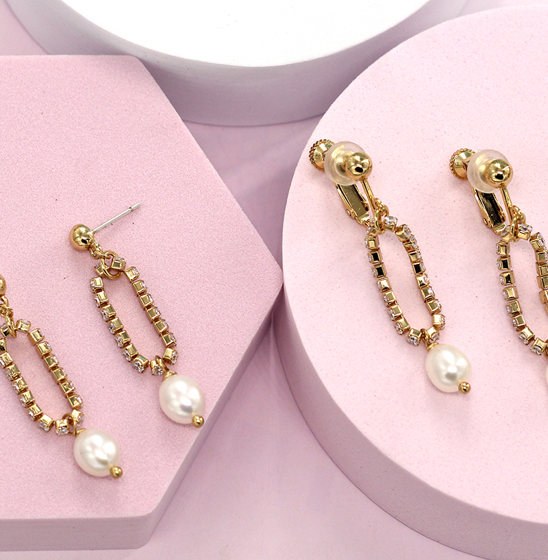 日本耳夹淡水珍珠耳饰limio纯银银针锆石流苏耳环