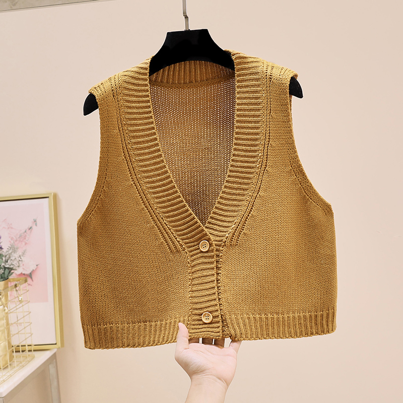 毛衣短款休闲马针织背心毛背心潮流马甲宽松坎肩马夹