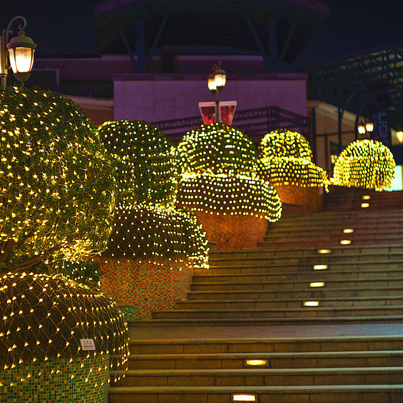 太阳能灯led网灯渔网彩灯闪灯串灯星星窗帘灯网状装饰灯户外防水