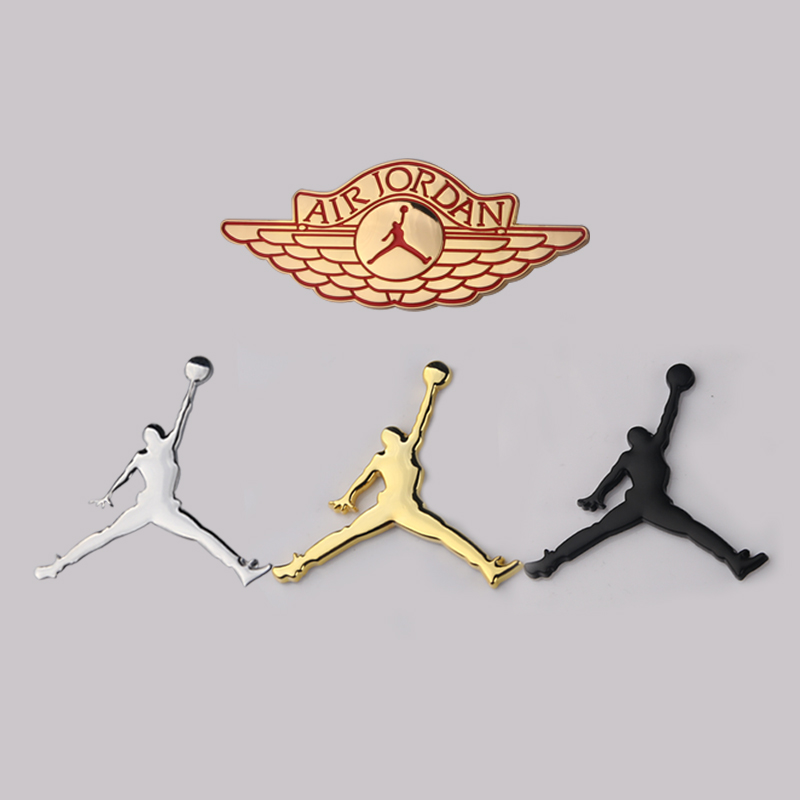 airjordan乔丹aj标志3d立体金属侧标黑色汽车装饰贴