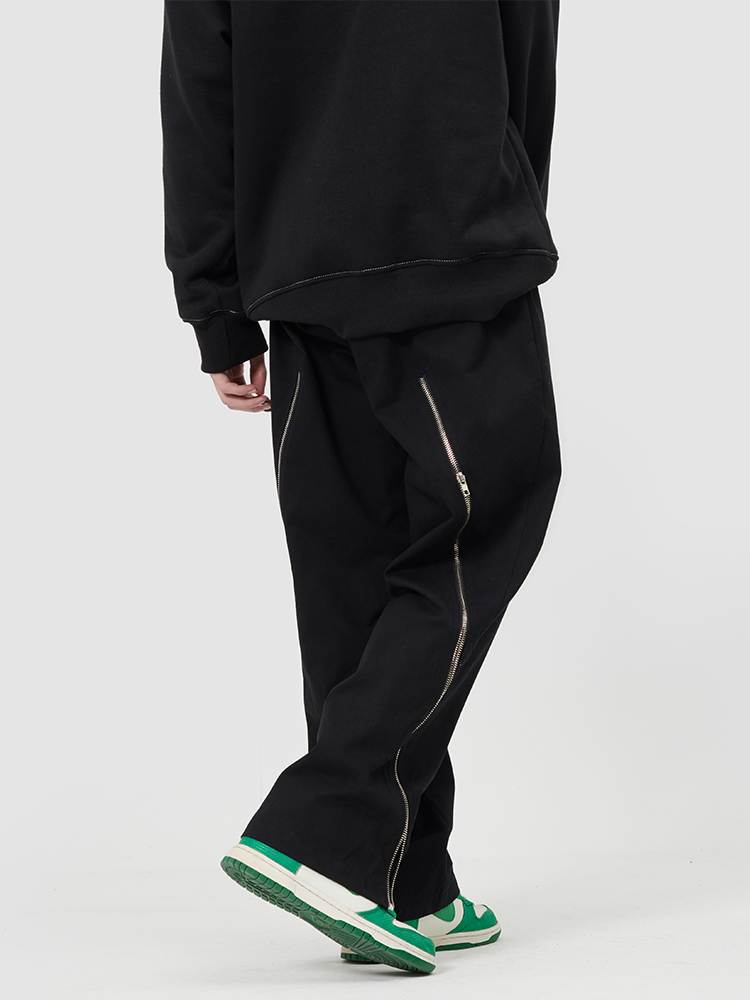 JUMP NEXT 韩国高街直筒拉链分割长裤机能垂坠宽松休闲裤ins男女