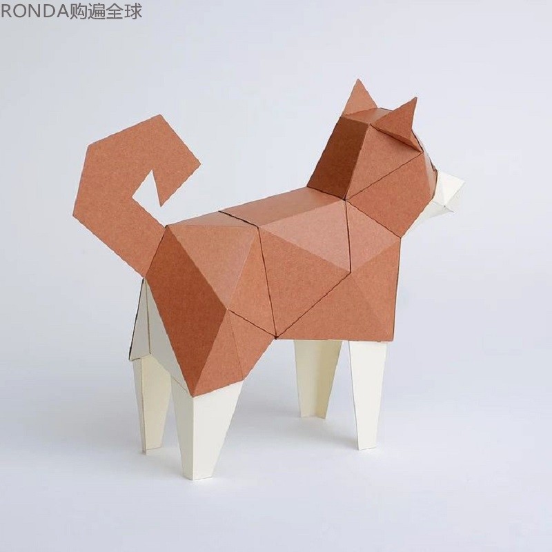 kakukaku动物 日本 狗立体纸模手工diy折纸拼图模型儿童益智玩具