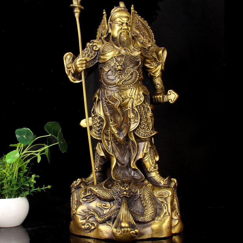 关公摆件黑色祥龙关羽二爷家居饰品开业礼品摆件