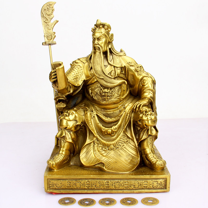看书关公摆件武财神财神爷铜像工艺礼品摆件