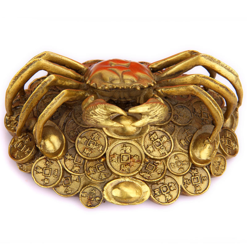 特价开光纯铜金钱螃蟹摆件将军家居装饰摆件