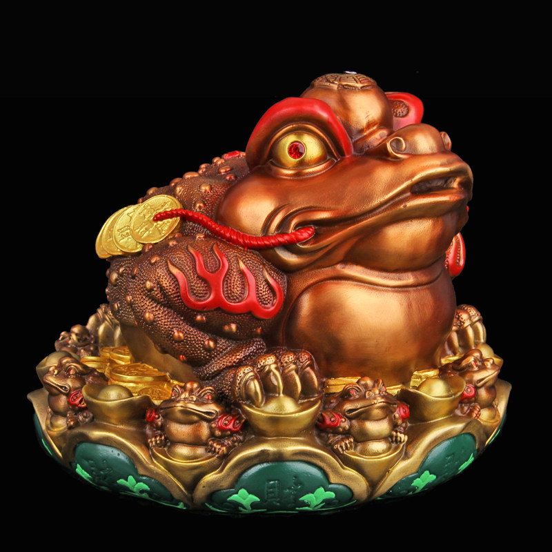 彩绘纯铜金蟾摆件金蝉店铺开业礼品摆件