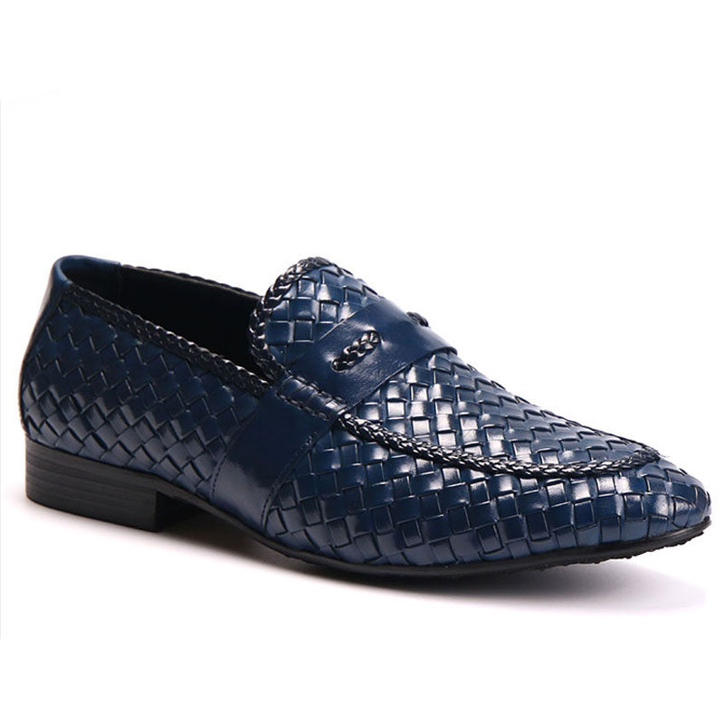 欧洲站boeta bv男鞋手工编织豆豆鞋潮一脚蹬真皮休闲商务男士皮鞋