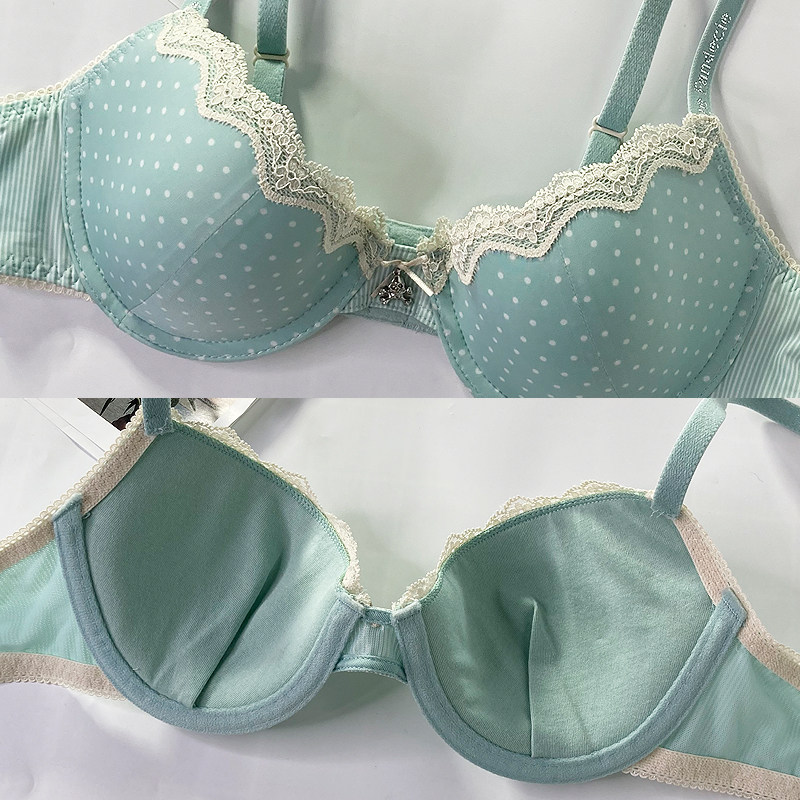 专柜正品芬狄诗女士少女蕾丝波点薄杯运动涤纶文胸
