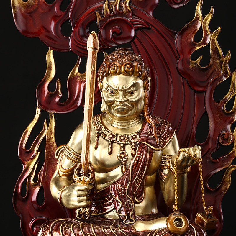 不动圆通佛具明王佛像纯铜切金菩萨本命守护神摆件