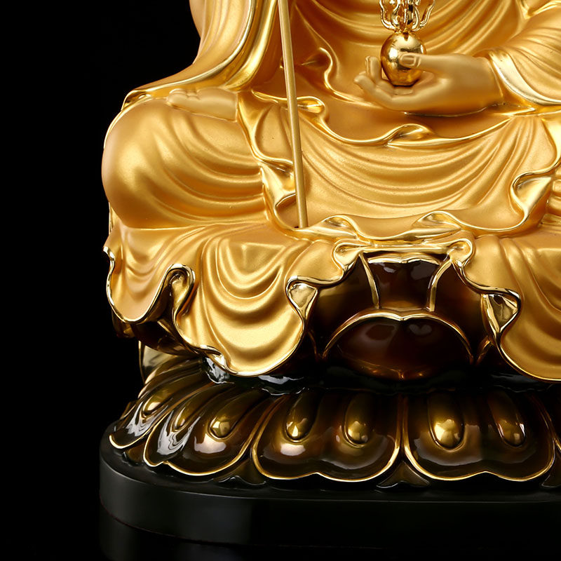 菩萨金地佛像三圣娑婆供奉家用纳米台湾纯铜摆件