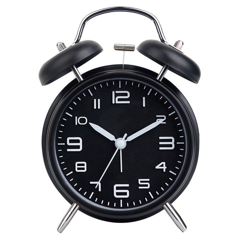 床头静音闹钟金属打铃闹表学生儿童懒人闹铃创意卧室立体男女时钟