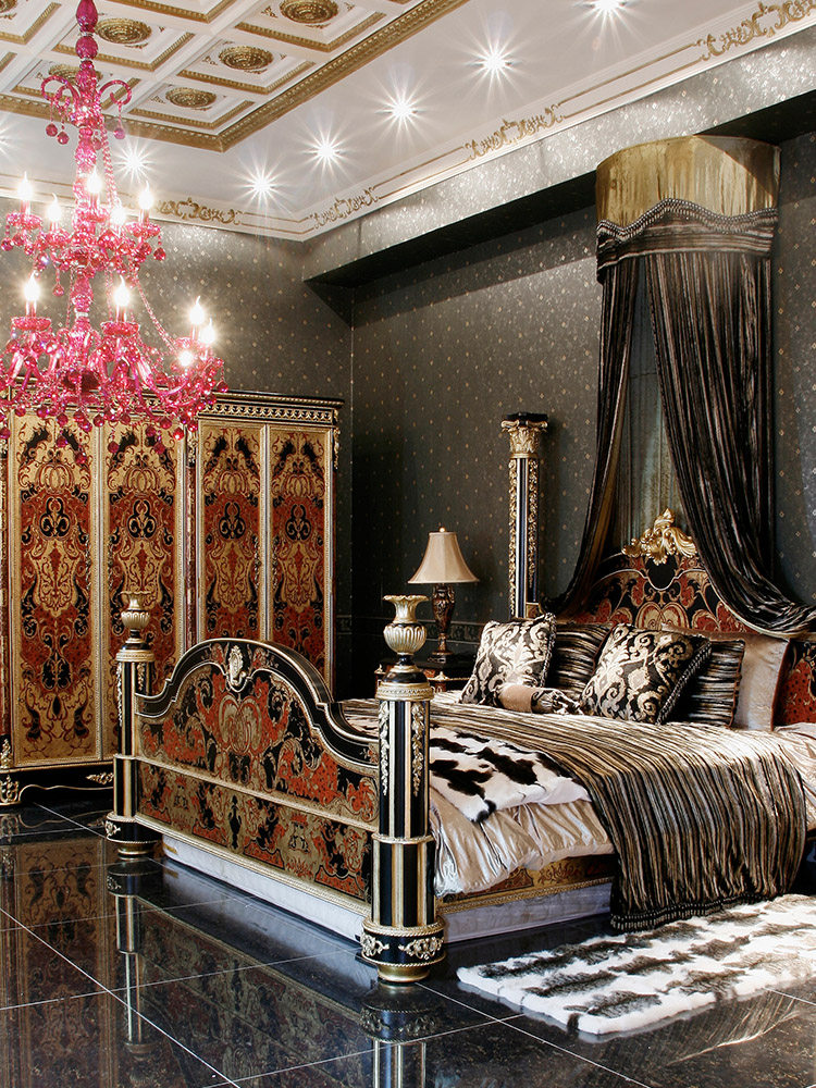 蒂高美居欧式公爵卧室奢华贵族手工镀金铜雕主卧其它成套家具