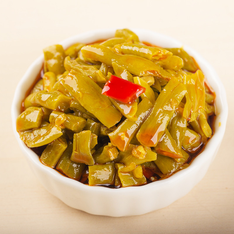 吉香居红油豇豆四川特产麻辣味脆口酸辣泡椒酸豆角下饭菜80g*10袋