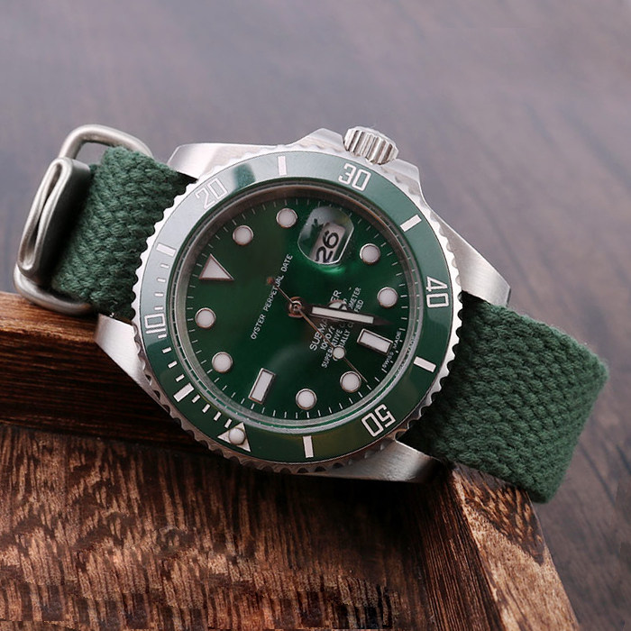 表带水洗帆布透气手表适用劳力士绿水鬼天梭iwc配件