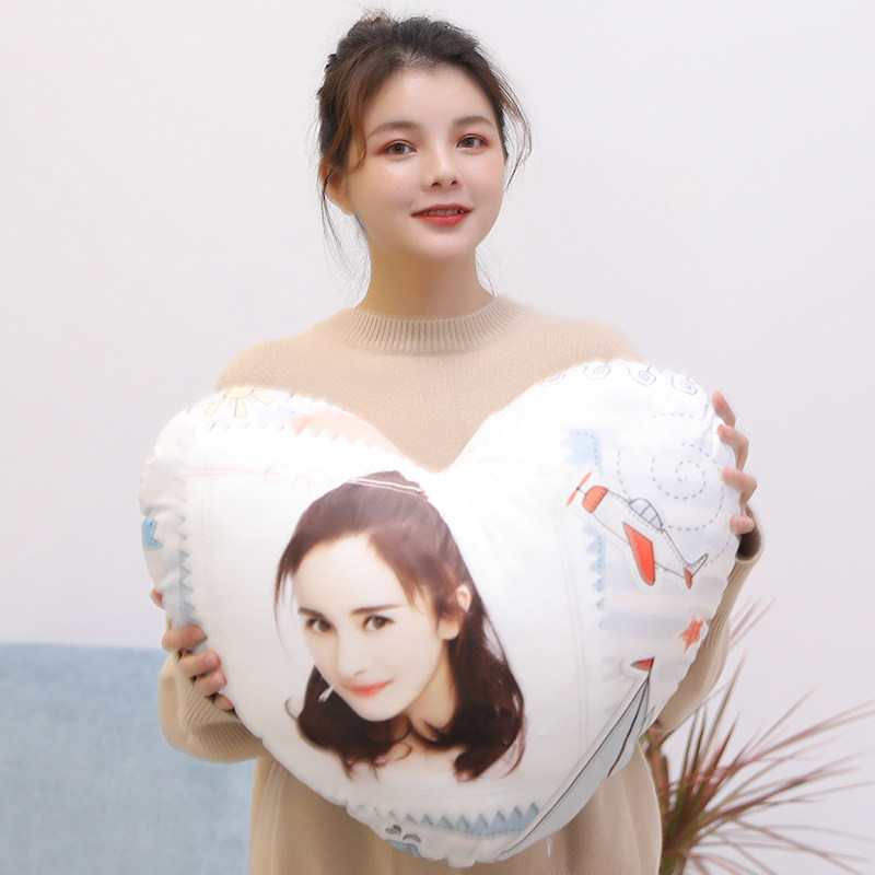 心形抱枕定制来图定做照片爱心靠枕明星同款生日礼物真人双面靠垫